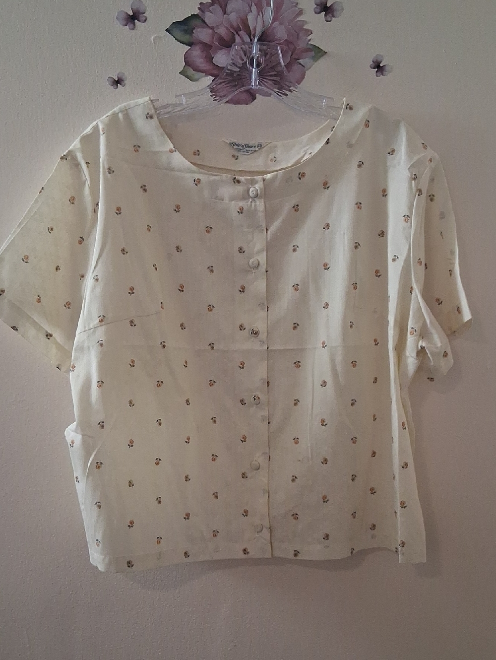 Vintage Ship 'N Shore Floral Button Down Blouse Size 44 Or XL Boxy Cottage - Picture 1 of 7